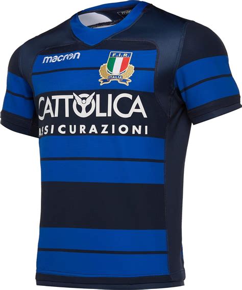 Macron Mens Italy 2018/19 Players Short Sleeve Rugby Training Shirt Tee Top Blue: Amazon.co.uk ...