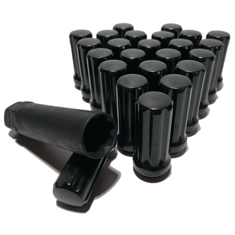 24 Black 14x1.5 Long 7 Spline Lug Nuts 1.90" Tall XL Locks With Key Chevy GMC - Walmart.com ...