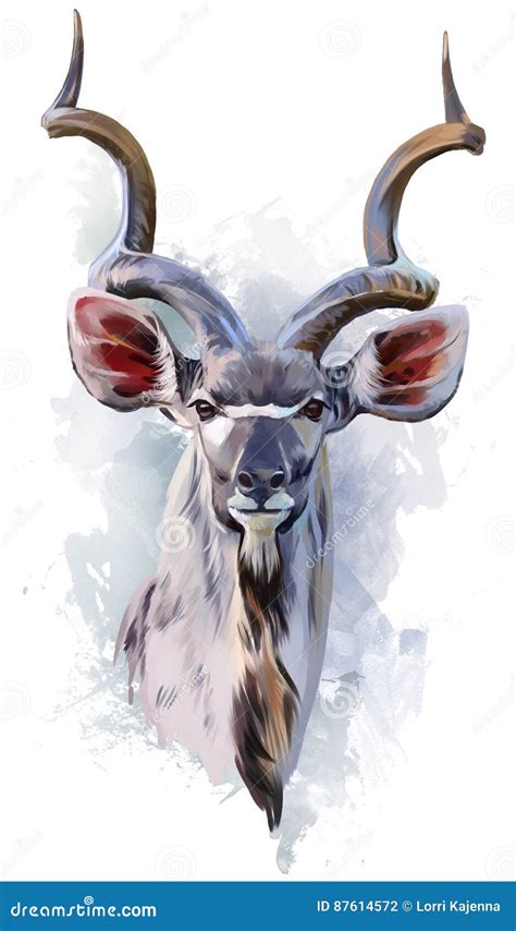 Kudu watercolor painting stock illustration. Illustration of brown - 87614572