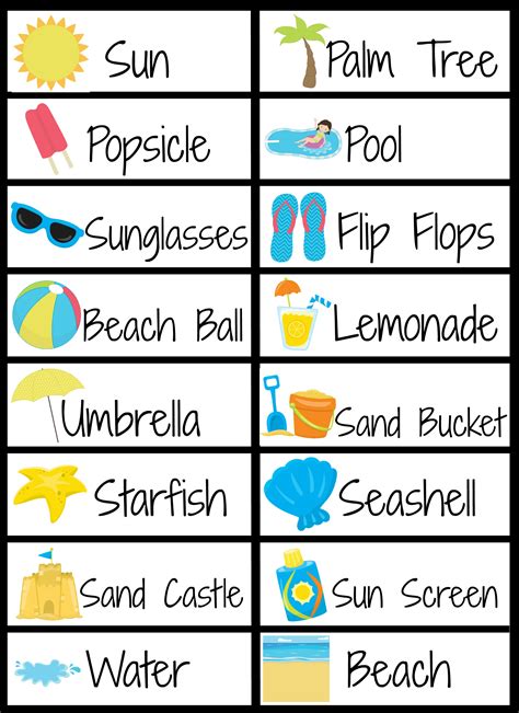 Summer pictionary cards | More Excellent Me