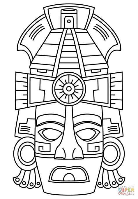 Mayan Face Mask coloring page | Free Printable Coloring Pages