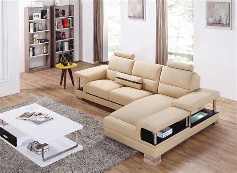 Beige Sectional Leather Sofa — Madison Art Center Design