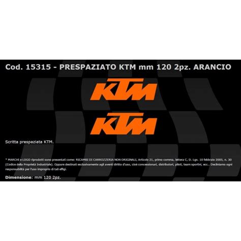 PAIR OF KTM LOGO STICKERS ORANGE COLOR mm 120 x 40 2pcs - Euro 8.58