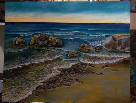 Blue Sea (oil painting in progress -by Naz) | Painting, Oil painting, Blue sea