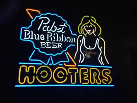 Custom Pabst Blue Ribbon Beer Hooters Owl Neon Sign Real Neon Light ...