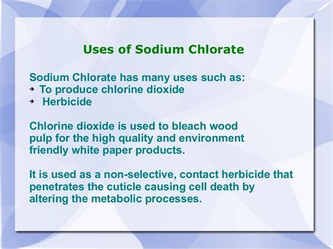 Uses of Sodium Chlorate