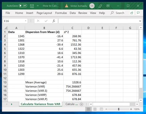 How to Calculate Variance in Excel - Itechguides