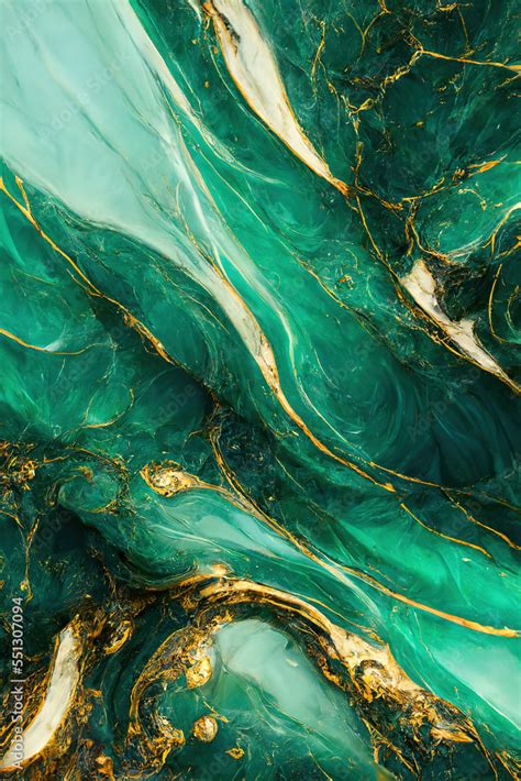 Green and gold marble background. Fluid art modern wallpaper. Stock Illustration | Adobe Stock