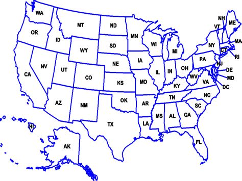 Us Map And Abbreviations