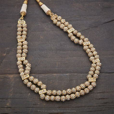 Designer Antique Pearl Necklace - South India Jewels