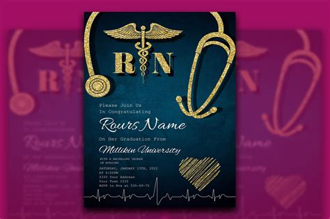 Nurse Graduation Invitation Printable Rn Invitation Nursing Grad Party Invite Licensed Nurse ...