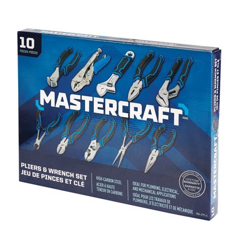 Mastercraft Wrench & Pliers Set, Machined Grooves, Double Shot Handle ...