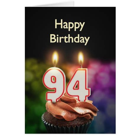 94th Birthday with cake and candles Card | Zazzle