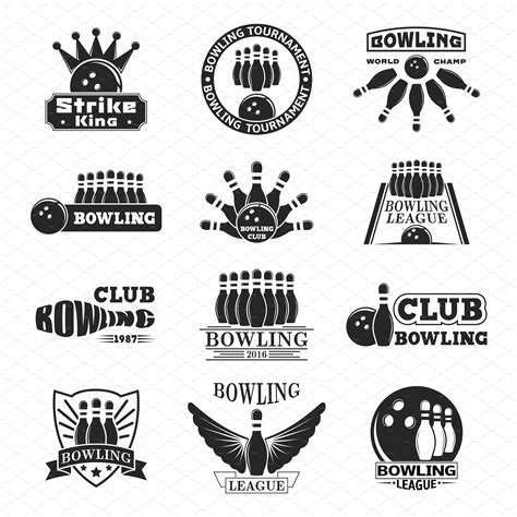 Vector set of bowling logo | Illustrations ~ Creative Market