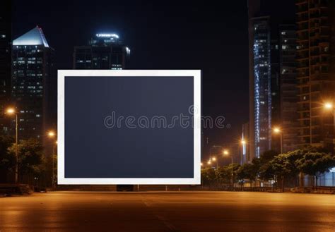 Large Billboard Against Night City Lights Backdrop Stock Image - Image ...