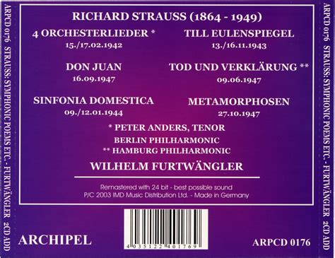 Classical & Classix 6: Wilhelm Furtwangler - Strauss Symphonic Poems (2003)