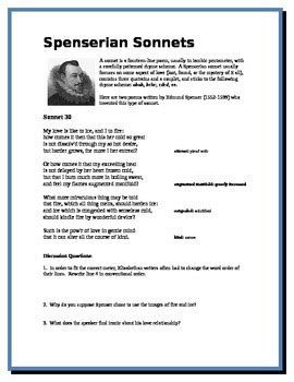 Spenserian Sonnets by The Lit Guy | TPT