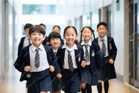 Premium AI Image | a group of school children wearing school uniforms.