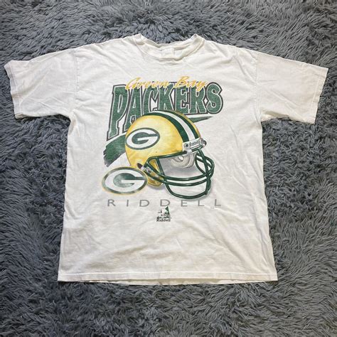 Vintage Packers T Shirt — Riddell Brand 90s Green... - Depop