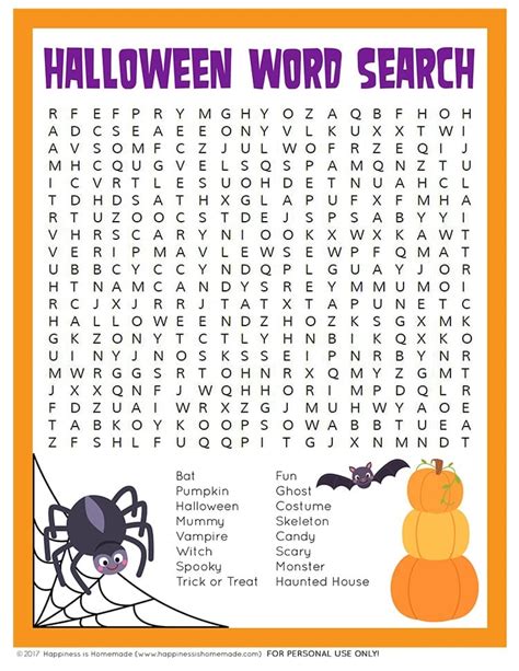 Halloween Word Search Printable Free