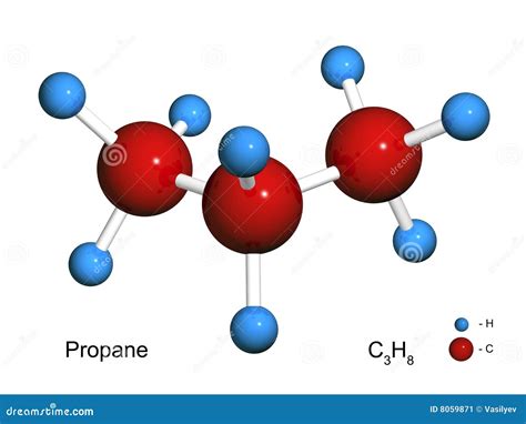 Isolated 3D Model of a Molecule of Propane Stock Illustration - Illustration of research ...