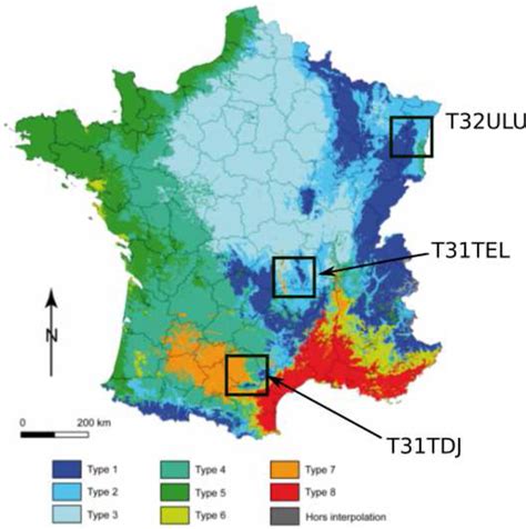 Climate map of France from Joly et al. (2010) with our three study ...