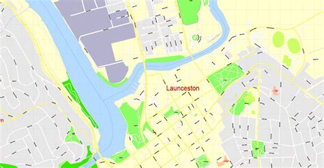 Launceston PDF Map, Tasmania, Australia, exact vector street map, V29 ...