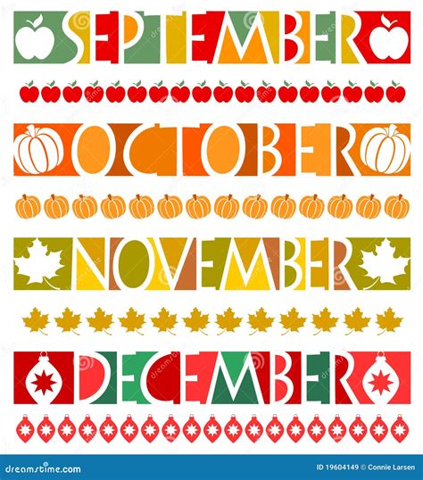 Month Banners and Borders/eps Stock Vector - Illustration of colourful, autumn: 19604149