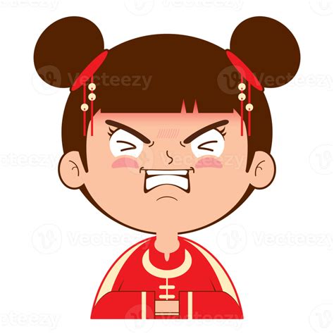 chinese girl hurt face cartoon cute 17189146 PNG