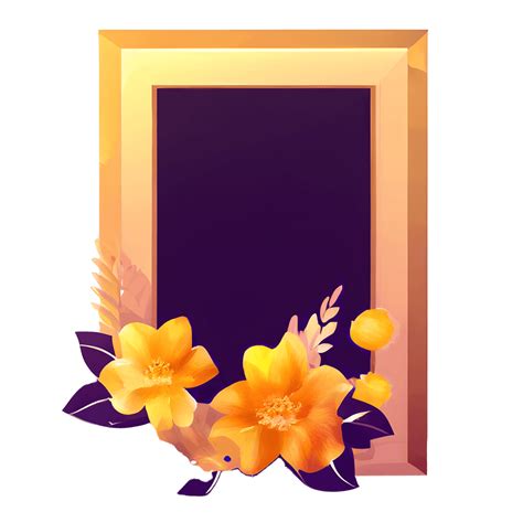 Gold Frame with Beautiful Large Realistic Flowers · Creative Fabrica