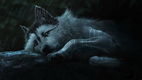 Papeis de parede 1920x1080 Desenhado Lobo Noite Animalia baixar imagens