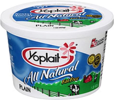 Yoplait All Natural Plain Nonfat Yogurt - 1 lb, Nutrition Information ...