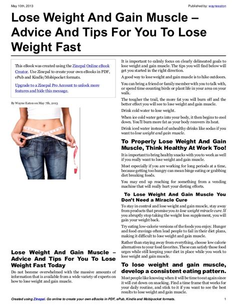 Lose weight and gain muscle – advice and tips for you to lose weight