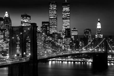 NEW YORK CITY BROOKLYN BRIDGE NIGHT SKYLINE 24 X 36 PRINT POSTER TWIN TOWERS | eBay