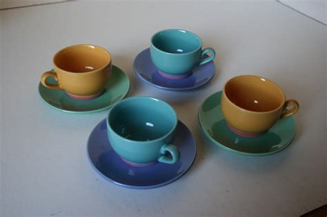 Set of 4 Espresso Cups and Saucers Fiestaware Colors