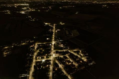 Premium Photo | Aerial night view of a town