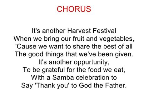 Full Harvest Samba Lyrics | Home and Garden Reference