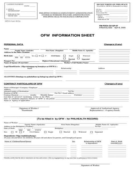 Workers Information Sheet - Fill Online, Printable, Fillable, Blank ...