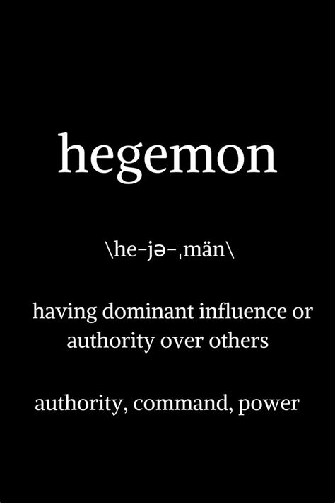 a black and white photo with the words hegemon on it