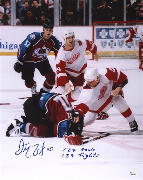 Darren McCarty Signed Red Wings 16x20 Photo Inscribed "127 Goals" & "129 Fights" (JSA COA ...