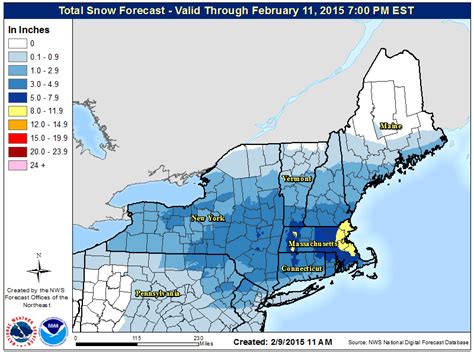 Maps of Current & Forecast Snow Conditions in the Northeast