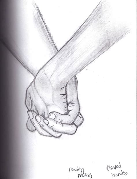 two hands holding each other in pencil