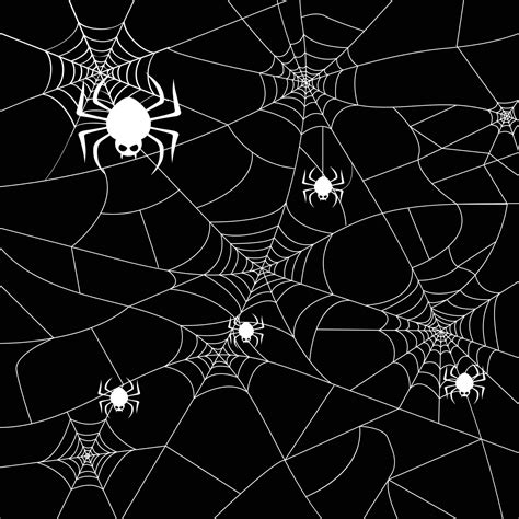 Halloween spiderweb vector background with spiders. Minimal Halloween ...