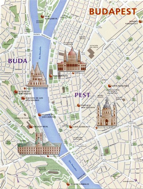 Budapest must see map - Budapest landmarks map (Hungary)