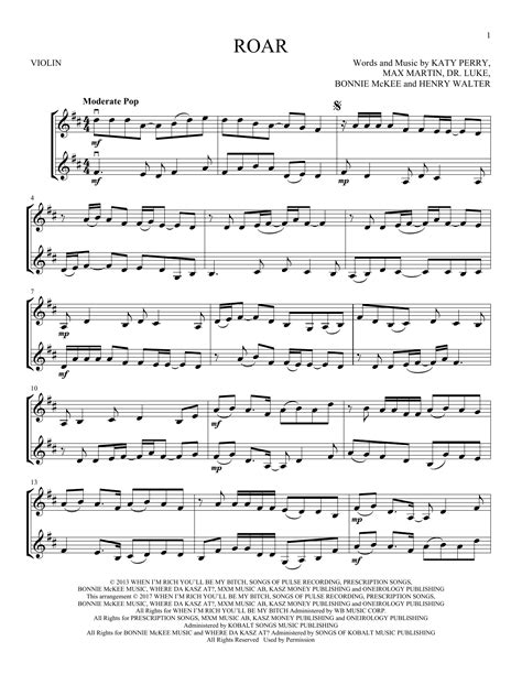 Roar Sheet Music | Katy Perry | Violin Duet