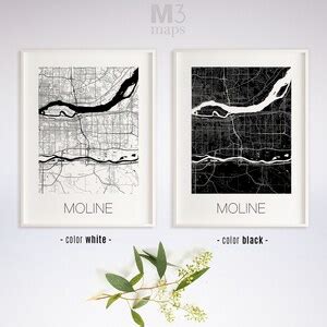 Moline Illinois Moline IL Map Moline Map Moline Print - Etsy