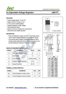 lm317t PDF datasheet. ALL TRANSISTORS DATASHEET. POWER MOSFET, IGBT, IC, TRIACS DATABASE ...