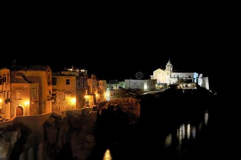 Vieste by night stock image. Image of seashore, holidays - 33185795