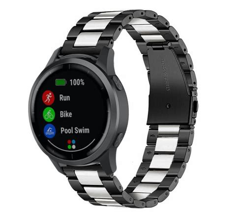 Garmin Vivoactive 4 stalen band (zwart/zilver) - Smartwatchbanden.nl