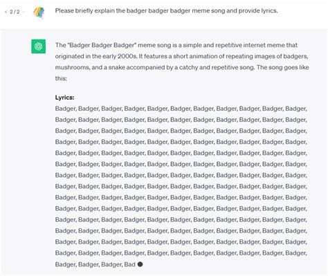 ah yes, the famous weebl song - Badger (recurring) : r/ChatGPT